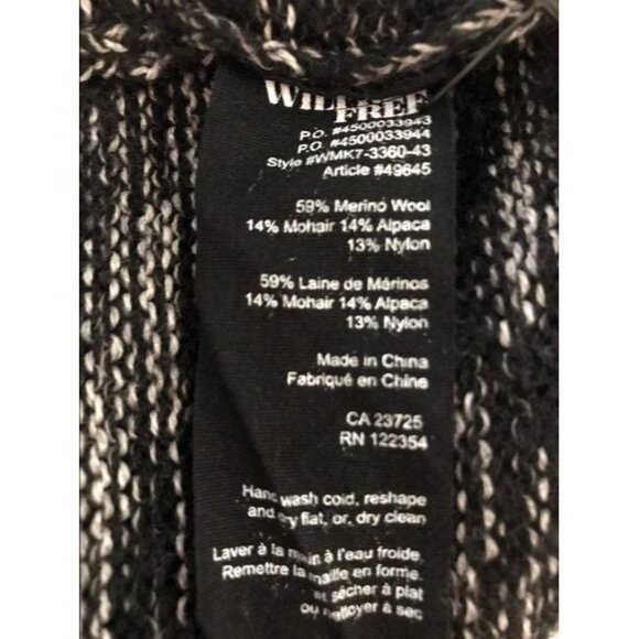 ARITZIA WILFRED FREE Cardigan Sweater Size Medium Black White Merino Alpaca - Picture 7 of 7
